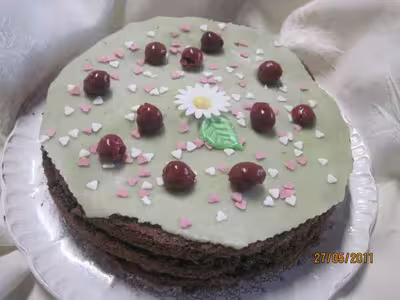 Gâteau au chocolat et cerises griottes