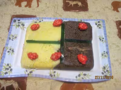 Gâteau aux pralines et chocolat.