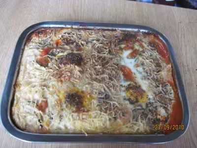 Courgettes, champignons, quenelles au four