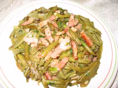 Haricots verts plats et très fins cuisinés