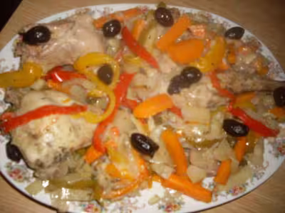 Lapin aux légumes au vin blanc et aux herbes