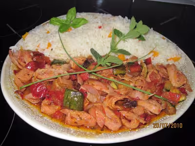 Riz aux légumes et bacon