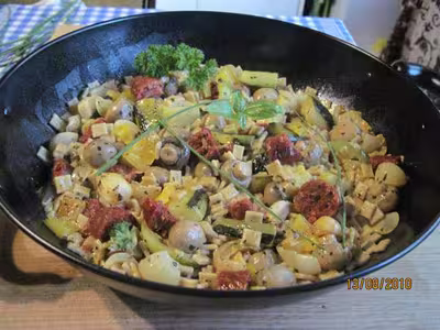 Crozets au chorizo et légumes au wok par Tatie21