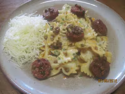 Farfalles au chorizo et lentilles