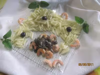 Pennes à l'oseille et crevettes