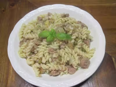 Pâtes torsades au thon et petits pois