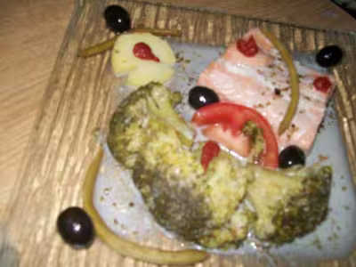 Pavés de saumon ,brocolis au lait de coco