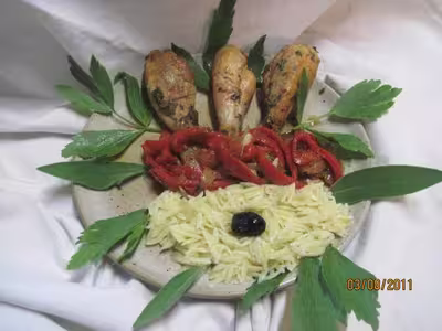 Pilons de poulet aux pâtes d'avoine,sauce massalé