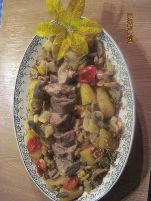 Pointe de porc aux légumes en sauce madère,