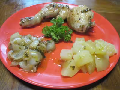 Poulet aux petits  oignons blancs +.photos.