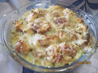 Purée de brocoli au saumon rose , gratinée