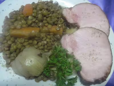 Rôti kassler aux lentilles