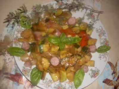 Courgettes et saucisses grillées par Tatie21