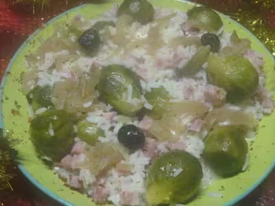 Riz aux dés de jambon accommodé de restes