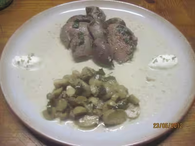 Rognons de porc aux champignons et crème fraîche
