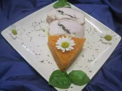 Poulet rôti aux fromages et basilic