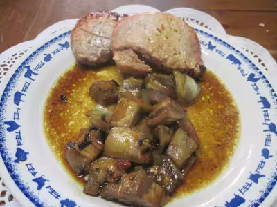 Rôti de porc aux aubergines