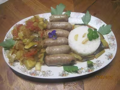 Saucisses de Toulouse aux légumes, sauce rougail