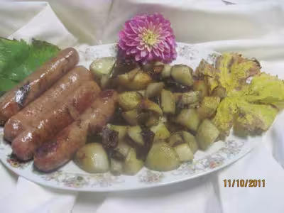 Saucisses de Toulouse et pommes de terre au curry