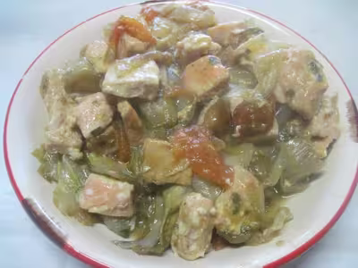 Saumon rose aux endives au wok