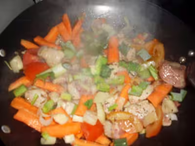 Sauté de porc, carottes, céleris