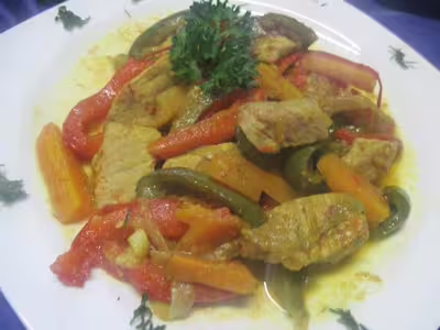Sauté de veau aux légumes épicés au curcuma