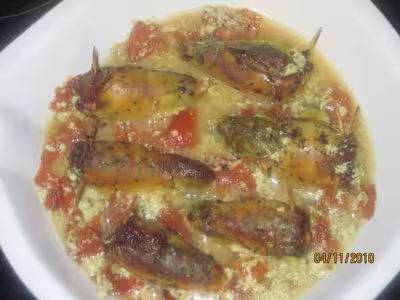 Seiches farcies cuites au vin blanc