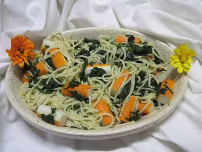 Spaghettis aux épinards et surimi