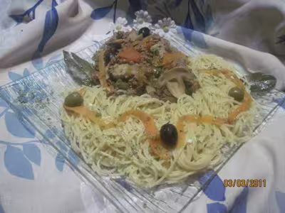 Spaghettis au méli-mélo de légumes