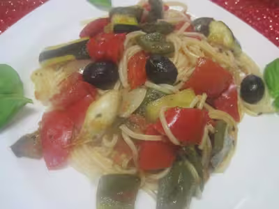 Spaghettis aux légumes du soleil