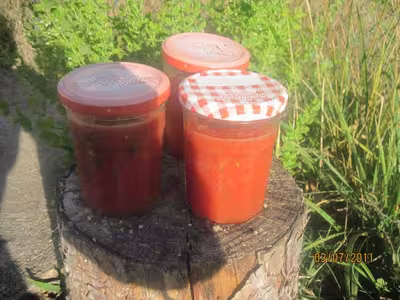 Stérilisation de coulis de tomates au basilic