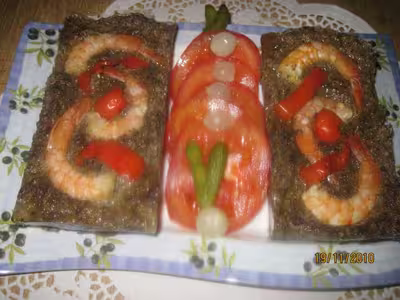 Terrines de champignons et crevettes