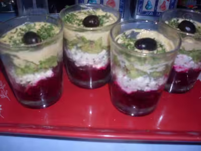 Verrine de betterave rouge et d'avocat