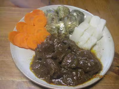 Bourguignon et son trio de légumes