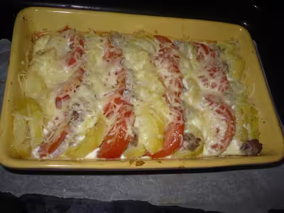 Gratin de pommes de terre aux 2 viandes