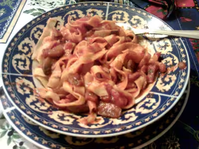 Tagliatelles champignons lardons