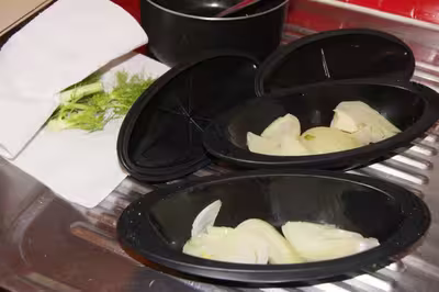 Papillotes de saumon au fenouil, sauce parmesan
