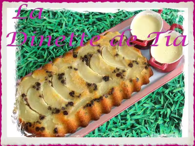 Financier aux poires et aux pépites et  sa crème anglaise