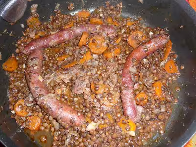 Lentilles aux restes de barbecue