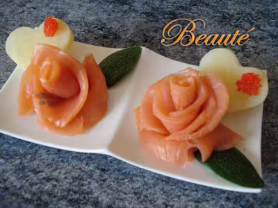 Rose de saumon fumé et son coeur