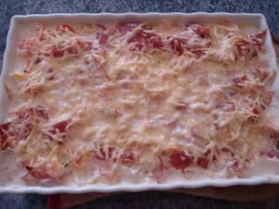 WW:Gratin de lieu à la crème de bacon et emmental
