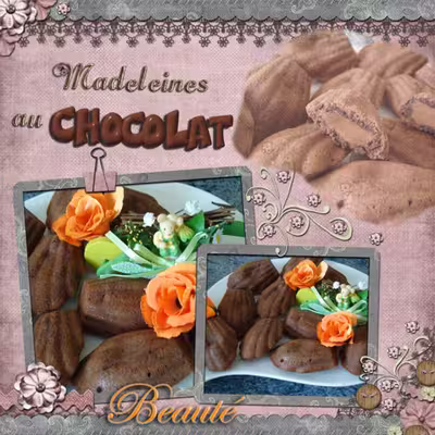Madeleines au chocolat au coeur pralinoise coulant