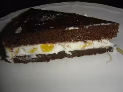 Pavé au chocolat et aux pêches