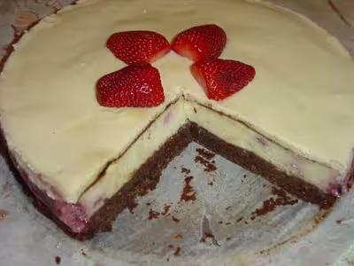 Brownie cheesecake à la fraise