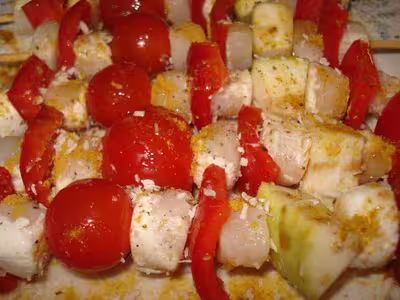 Brochettes de pétoncles au poivron