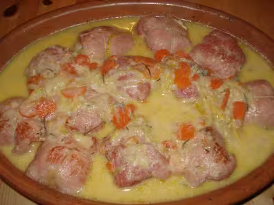 Paupiettes de porc façon blanquette sauce gorgonzola