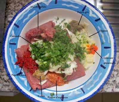 Pâtes au blé complet et kefta aux oignons confits