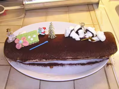 Bûche glacée/chocolat/praline mazet sur dacquoise