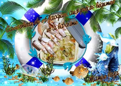 Cassolettes de St-Jacques aux légumes et crème, aux fruits de mer