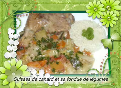 Cuisses de canard aux légumes fondus au thym et laurier
